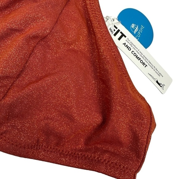 Cupshe Burnt Orange Bikini Bra Swim Top, Large - Picture 3 of 7